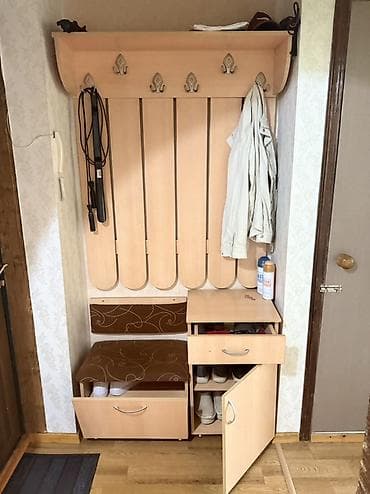 Гарнитуры для зала: Гарнитур для прихожей, Б/у, Вешалка, ДСП, Самовывоз, цвет - Бежевый — 2