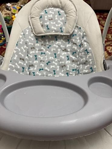 музыкальное кресло качалка: Детский шезлонг, Б/у, Электронная, Другой материал, цвет - Серый — 5