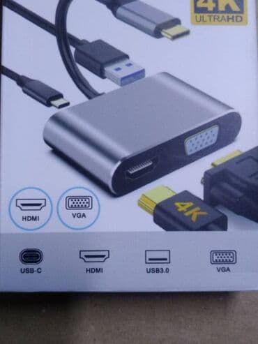 переходник тайп си на hdmi: Type-C USB-C Адаптер VGA, совместимый с USB C на 4K HDMI, Тип C, хаб — 8