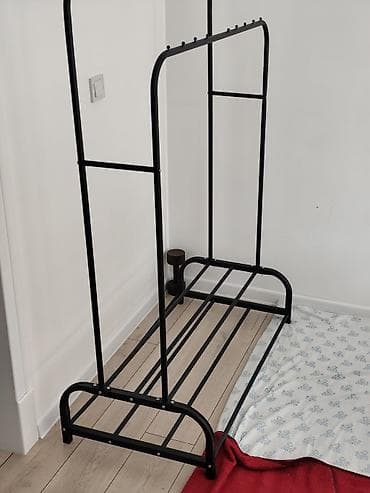 Органайзеры для одежды: Металлическая напольная вешалка-стойка для одежды с полками - — 2