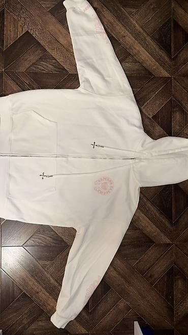 Белое худи на молнии chrome hearts, оно совершенно новое, причина