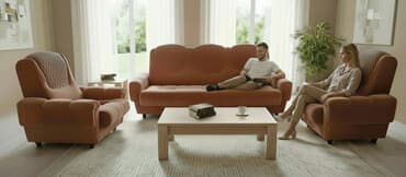 удобная мебель: Комплект мягкой мебели, цвет - Оранжевый — 1