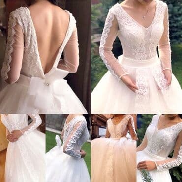 шифоновое платье большого размера: Свадебное платье состояние отличное! Размер М-L цвет Айвори — 1