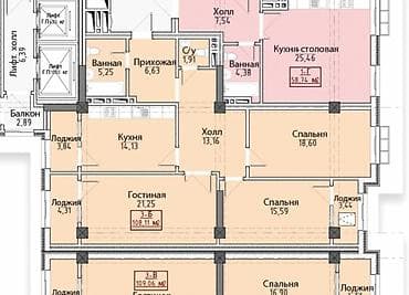 capstroy: 3 комнаты, 108 м², Элитка, 11 этаж, Готовая ПСО (под самоотделку) — 2