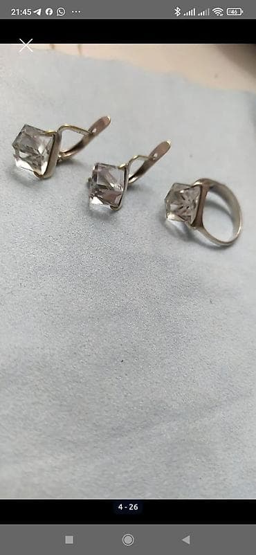 Серьги: Набор украшений, Б/у, Цвет металла: Белый, Винтажный стиль — 7