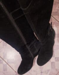 обувь для охоты: Италия. Сапоги замшевые на танкетке. Осень-Зима. - Материал верха — 3