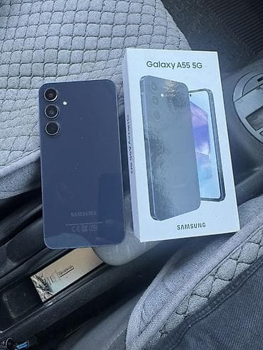 Техника жана электроника: Samsung Galaxy A55 5G, Колдонулган, 128 ГБ, түсү - Көк, 1 SIM, 2 SIM — 2