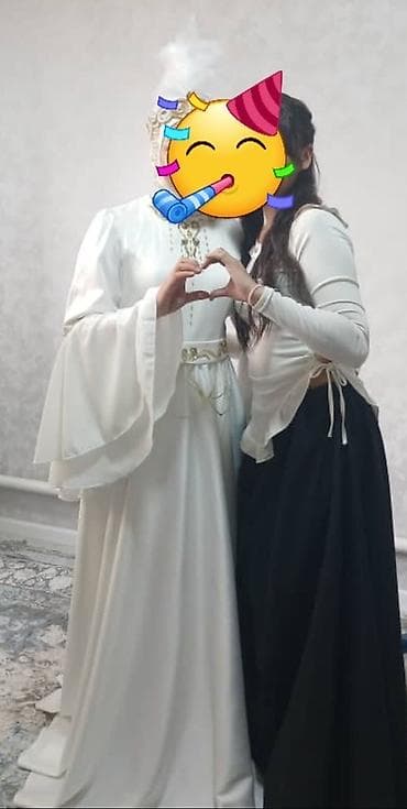 Үлпөт көйнөгү, А-силуэт, 44, 46 (M), түсү - Ак, Жеңдери: Узун, Мусулман — 1