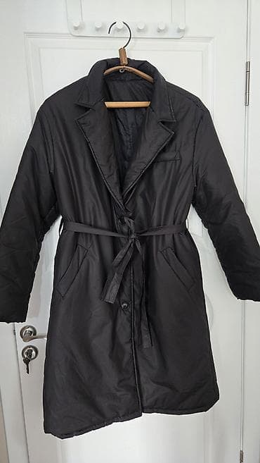 Пальто, Халат, Осень-весна, Стеганый, По колено, С поясом, L