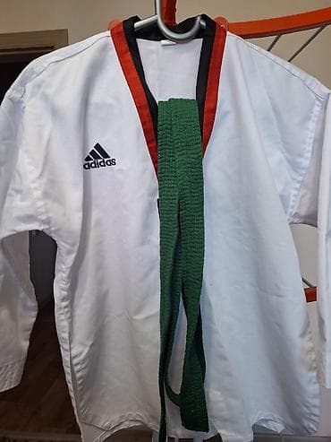 nike react: ДЕТСКИЙ Тхэквондо-кимоно Adidas (dobok) с зелёным поясом ВОЗРАСТ 9-10 — 1