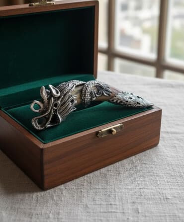 Серебряная подвеска, виде дракона. Ручная работа. (Внутри клык кабана)