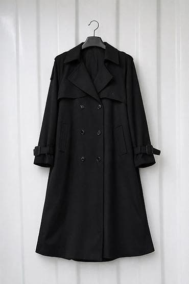 женский белый плащ: Плащ, Тренчкот, Двубортная модель, L — 2