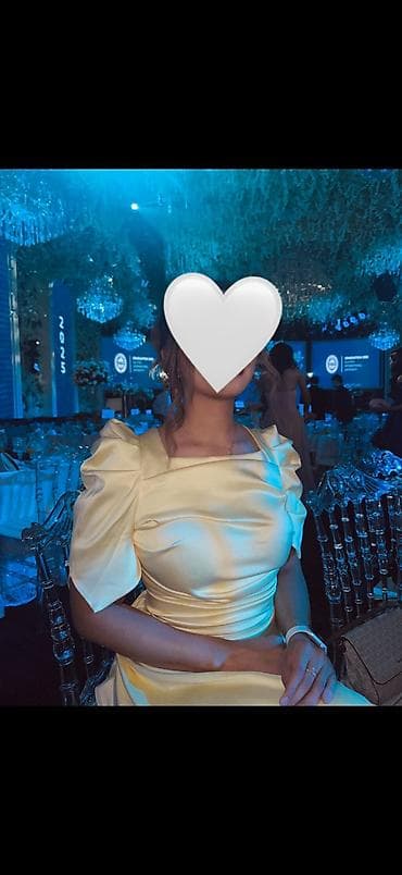 samsung a70: Жёлтое праздничное платье на выпускной/вечеринку. - Элегантный силуэт — 2