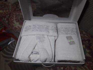 халаты для келинок: Красивый подарочный Турецкий набор, 100% хлопок. Длинный халат — 3