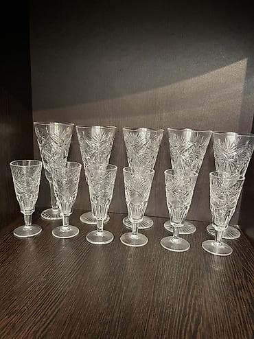 хруст: Хрусталь советский большие вазы, средние вазы, лодочки — 3