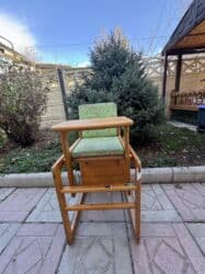 десткое кресло: Стульчик для кормления, Б/у, Другой бренд, Дерево, Трансформер, цвет - Зеленый, Самовывоз — 2