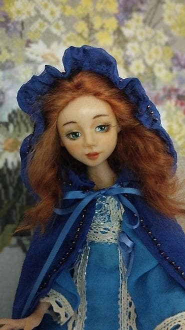 Авторская кукла ручной работы в нарядном образе в синих тонах. Кукла