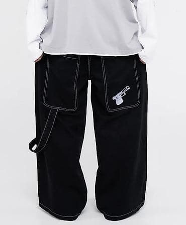 Nn glock baggy jeans - Цвет: чёрный, контрастная белая строчка по — 10