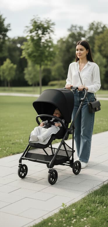 всвязи с переездом: Коляска, цвет - Черный — 1