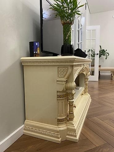 стол с тумбочками: Тумба и подставка для телевизора, Б/у, Напольная, Дерево, цвет - Бежевый — 5