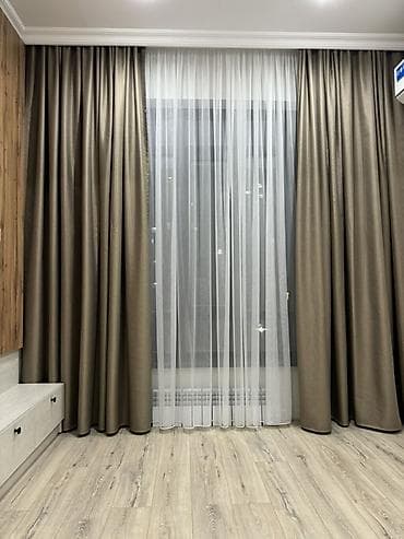 fabric case: Комплект штор, Полиэстер, С тюлем в комплекте, Готовое изделие, Для зала — 1