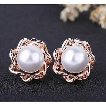Клипсы, серьги сөйкөлөр с жемчугом, диаметр 2 см