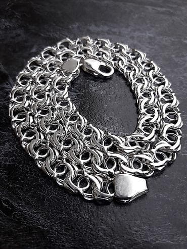 Серебряная цепь "Арабский Бисмарк" 60 гр 58 см Не плотная вязь Серебро at lalafo.kg Серебряная цепь "Арабский Бисмарк" 60 гр 58 см Не плотная вязь Серебро