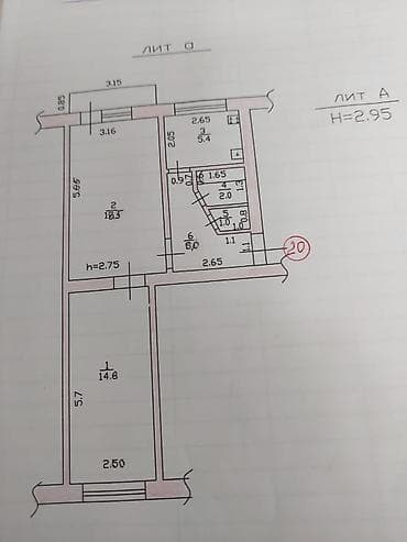 55: 2 комнаты, 47 м², 5 этаж — 3