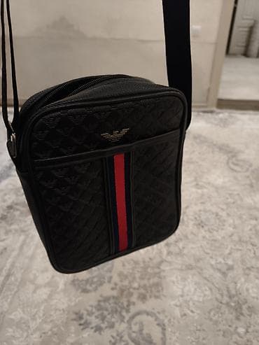 кошельки мужские: Барсетка, Armani, Материал: Экокожа, Застежка на молнии, Б/у — 10