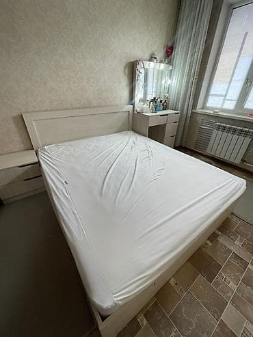 Уктоочу бөлмө гарнитуру, Колдонулган, Эки кишилик керебет, ДСП, Өзү алып кетүү, түсү - Ак — 1