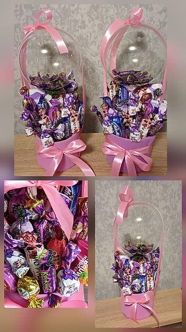 ары ящик: Подарочная композиция из конфет с прозрачным шаром-бокалом - — 2