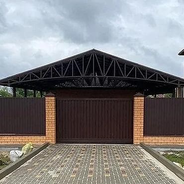 супер шторы: Навес, Двускатный, Металл, Поликарбонат, Установка — 2