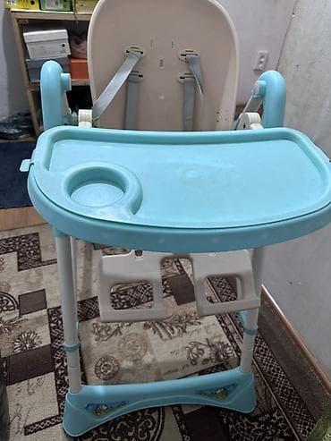 стол стульчик для кормления: Стульчик для кормления, Б/у, Другой бренд, Пластик, Другой вид, цвет - Голубой, В рассрочку, Бесплатная доставка — 3