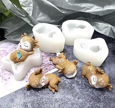 высечка бу: Силиконовые формы для литья фигурок «спящий оленёнок». - Набор форм — 1