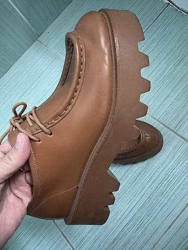 бу чехол: Женские дерби ZARA, цвет коньячный (коричневый). - Верх: гладкая — 2