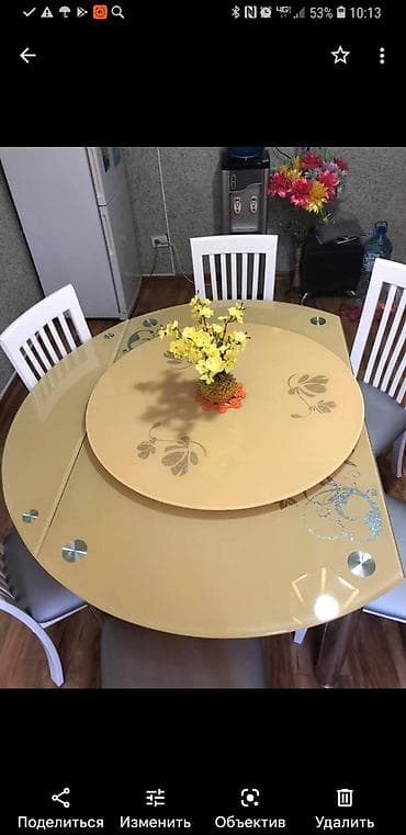 круглый стол для кухни: Кухонный стол и стул, цвет - Желтый — 10