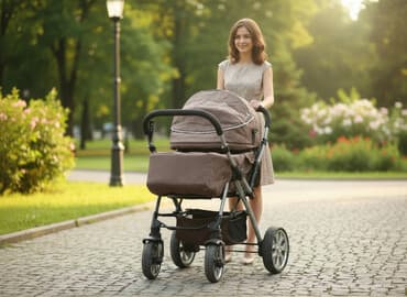 детский самокат бишкек: Коляска, цвет - Коричневый, Б/у — 1