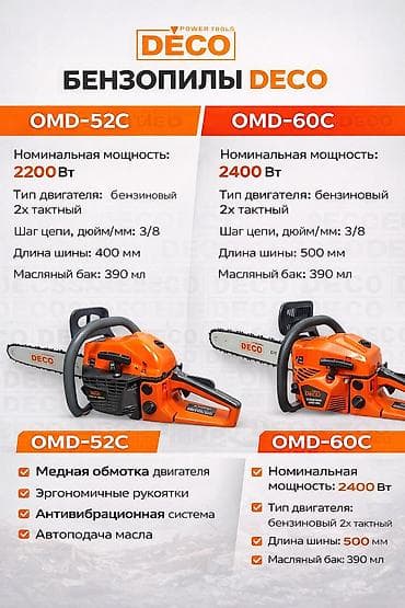 Бензопила Новый, Deco, От 2 до 3,5 кВт, Бесплатная доставка