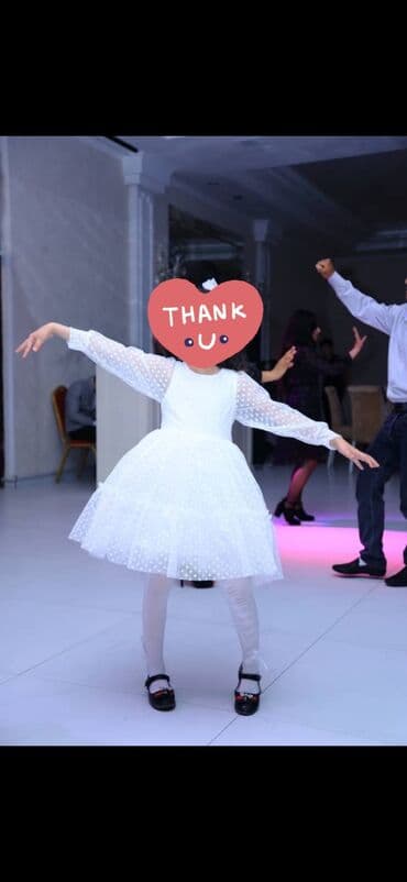 платье дордой: Детское платье, цвет - Белый, Б/у — 1