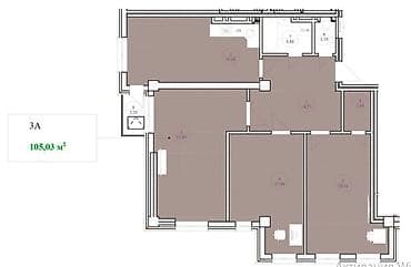 3 room flat: 3 комнаты, 105 м², Элитка, Готовая ПСО (под самоотделку) — 2