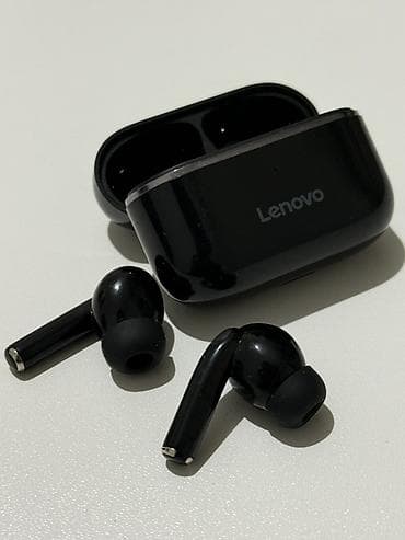 х box: Беспроводные наушники Lenovo (вакуумные, TWS) в глянцево‑чёрном цвете — 3