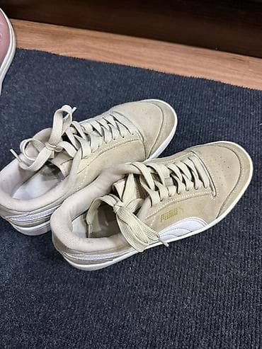 Личные вещи: Кроссовки Puma, бежевые (песочный оттенок), низкие. - Верх из замши с — 1