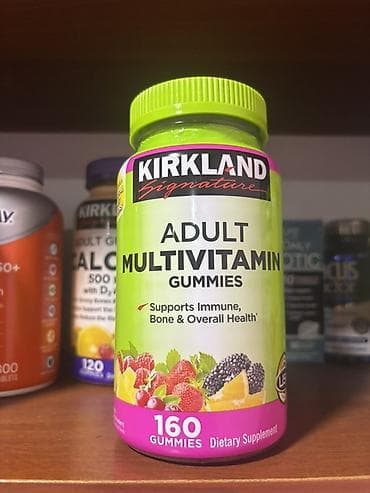 футболки с длинными рукавами: Комплекс витаминов, Для укрепления иммунитета, Kirkland Signature, Для взрослых, США, Жевательные мармеладки, Новый — 1