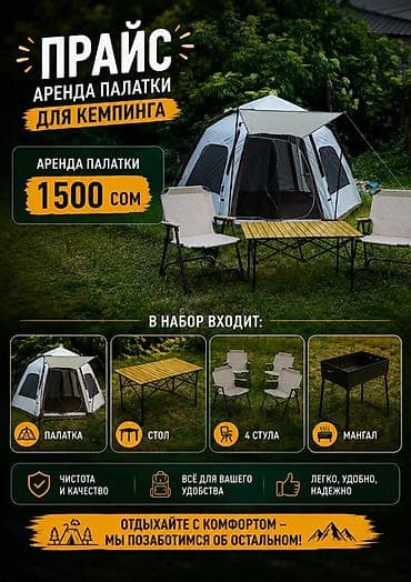 кемпинга: Аренда комплекта для кемпинга В стоимость входит: - палатка,коврик - — 1