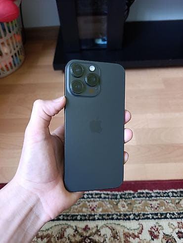 IPhone 15 Pro Max, Б/у, 256 ГБ, Black Titanium, Зарядное устройство, Чехол, Кабель, 91 %