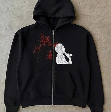 Куртки: Спортивные худи и костюмы с принтами - Серый костюм из худи на молнии — 4