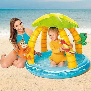 Игрушки: 🌴 Детский надувной бассейн «Тропический остров» Intex 58417 с навесом — 1