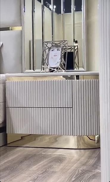 спальный гарнитур зиля: Спальный гарнитур, Двуспальная кровать, Металл, цвет - Серый — 5