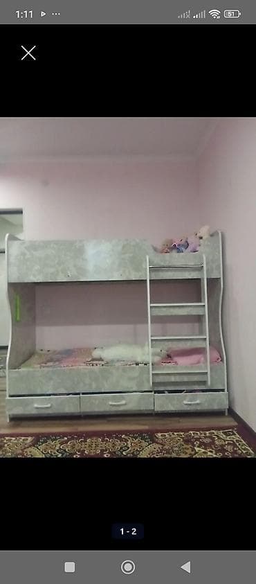 двухъярусная кровать норм: Двухъярусная детская кровать, ЛДСП, цвет - Серый — 1