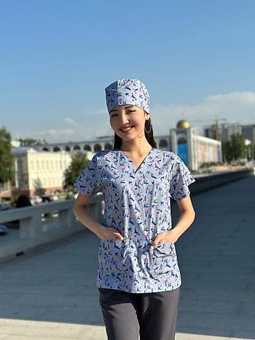 Медтовары: Медицинские scrub-топы с принтами + хирургические шапочки - Унисекс и — 7